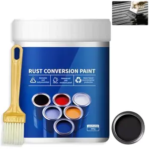 Weatherproof Rust Converter Paint For Metal,Rust Remover for Metals and Primer,Water-Based Industrial Anti-Rust Metallic Paint with Brush(Black)