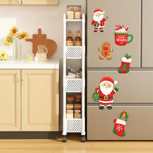 4 Tier Narrow Space Rolling Cart, Bathroom Storage Shelf, Small Kitchen Utility Cart with Wheels for Bathroom, Organizer for Living Room, Office, Dorm, Bathroom Storage Rack