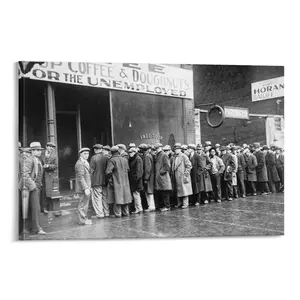 Unemployed Men Outside A Soup Kitchen During The Great Depression Chicago, 1931 Canvas Poster Bedroom Decor Sports Landscape Office Room Decor Gift Frames Ornaments Decoration Wall