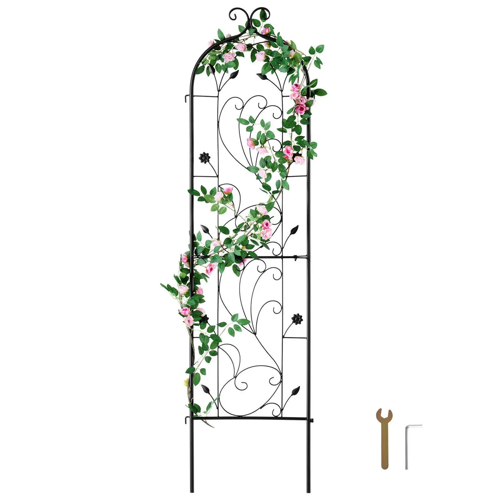 【SummerFinds】VEVOR Rustproof Metal Garden Trellis for Climbing Plants, 60x15 in, Chic Aesthetic, All-Weather Durability, Easy Assembly No Special Tools Required, Supports Flowering Plants & Gardening, Decorative for Courtyards Lawns