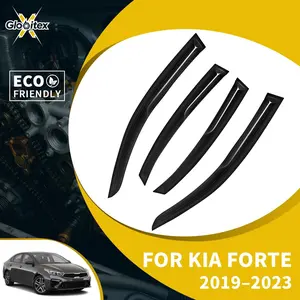Tape-On Outside Window Visors, Sun Rain Guards, Vent Wind Deflectors for 4-Door 2019-2023 Kia Forte Sedan, JDM Mugen Style Mount, 4PCS
