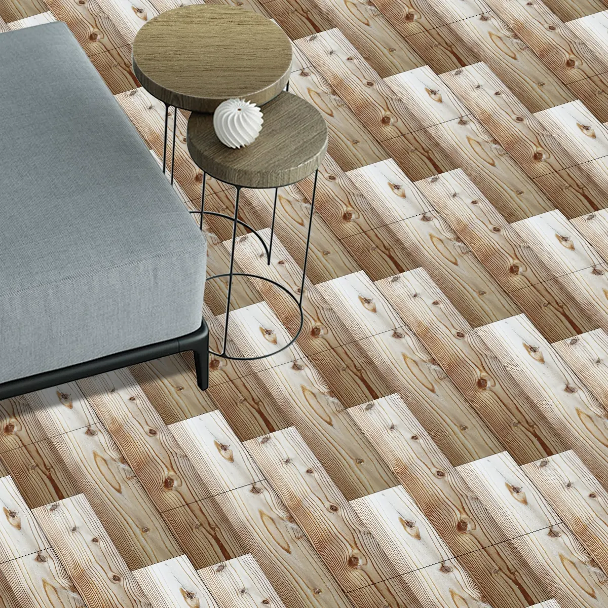 Minimalist Style Floor Sticker, Strong Adhesion, Wood Grain, Thickened Frosted Vinyl, for Kitchen, Bathroom, Living Room, 5.91 * 15.75 Inches