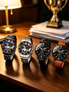4PCS Men's Quartz Watch Set, Fashionable Business Style, Can Be Used As A Gift For Important Festivals, Fashionable Stylish Watch