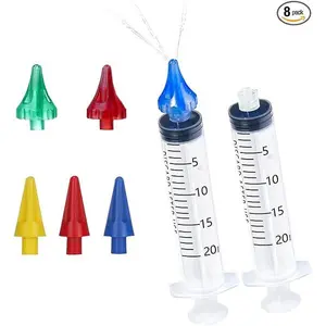 20mL Ear Syringes for Removing Ear Wax, Cleaning Water Irrigation Kits with 3 Penta-Stream Tips and 3 Tri-Stream Tips Improved Hearing Clarity and Aural Hygiene (clear)