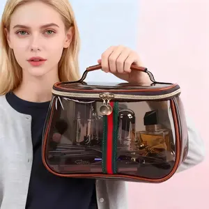 Portable Large Capacity Retro Makeup Bag, Luxury Waterproof Design, Wide Handle, for Fashion and High-End Cosmetics, Cosmetic Organizer