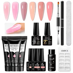 MTSSII 12pcs Quick Extension Gel Nail Polish Set, Full Manicure Kit Crystal Acrylic Quick Extension Nails Building Fingertips Tools Set With Color Gel Polish, Nail Supplies Nail Equipment Nail Kit for Beginners Perfect Gift