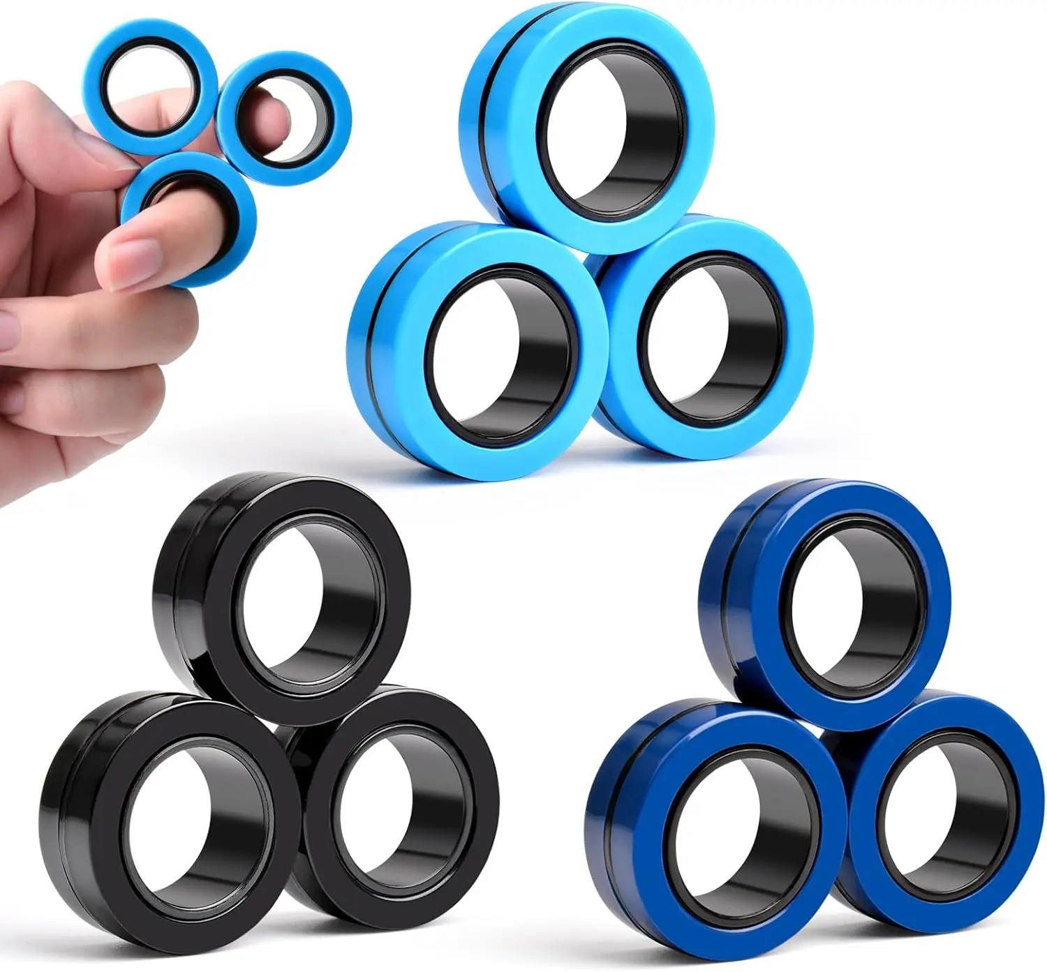 PCS Magnetic Ring Fidget Toys Set,ADHD Anxiety Magnetic Fidget Toys Adults Boys,Coolest Fidget Spinner Finger Ring Stress Relief Toy for Teens,Birthdays Easter Gifts for + Year Old Present