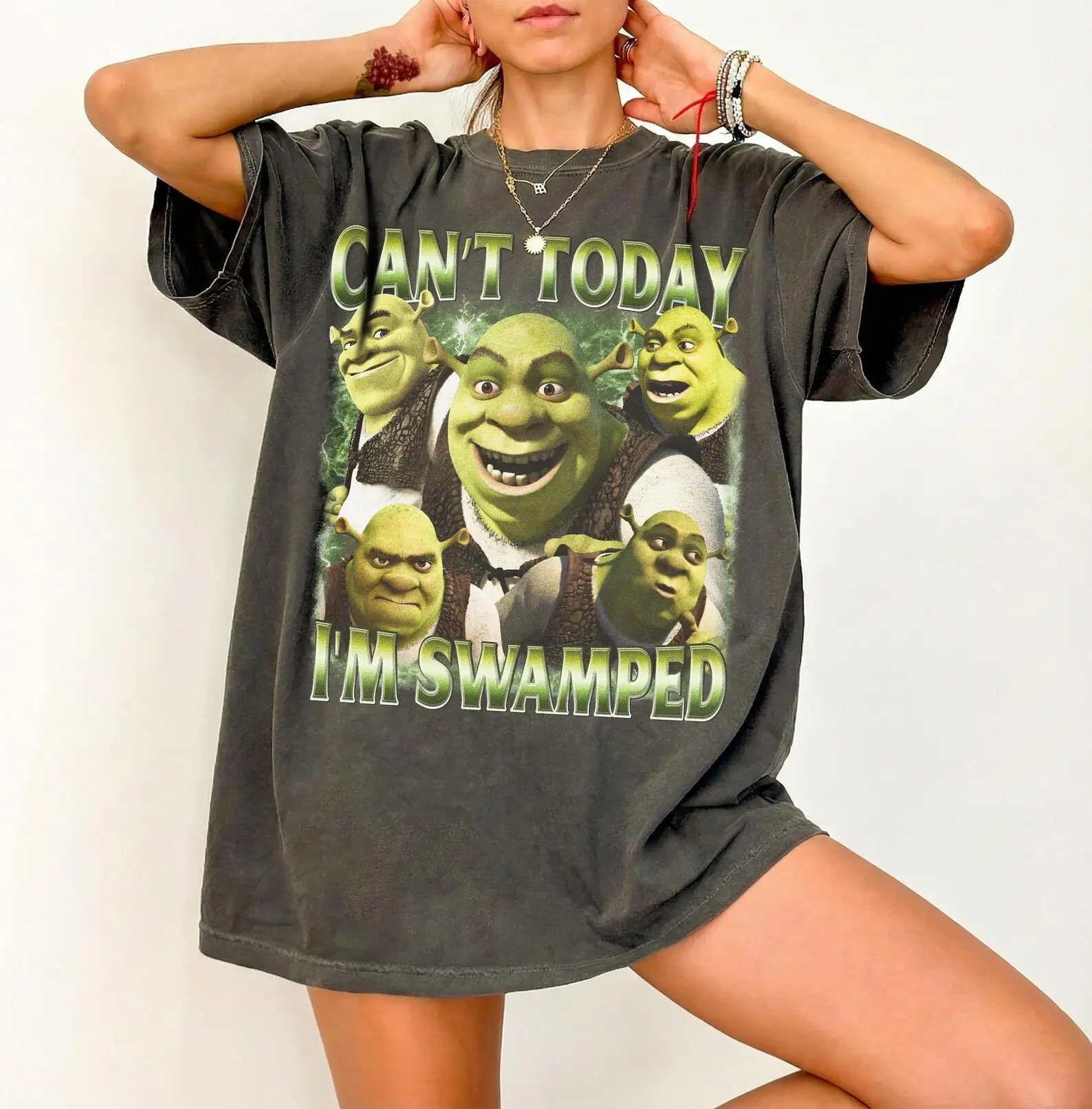 Vintage Shrek T-Shirt, Can't Today I'm Swamped Shirt, Retro 90s Graphic Bootleg Tee, Funny Ogre Movie Shirt, Shrek Fan Gift