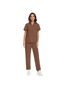 Solid Color Stand Collar Zipper Doctor and Nurse Uniform Operating Gown, Scrub Operating Room Straight Leg Pants Set, Non-Fading, Suitable for Multi-Scene Wear in Hospitals and Operating Rooms Easy to Put On and Take Off