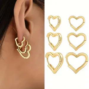 6pcs Women's Fashion Heart Earrings Set, Simple Heart Earrings, Suitable for Daily Outings, Dates, and Parties, Easily Switch Styles, Adding a Romantic and Playful Touch to Your Outfits