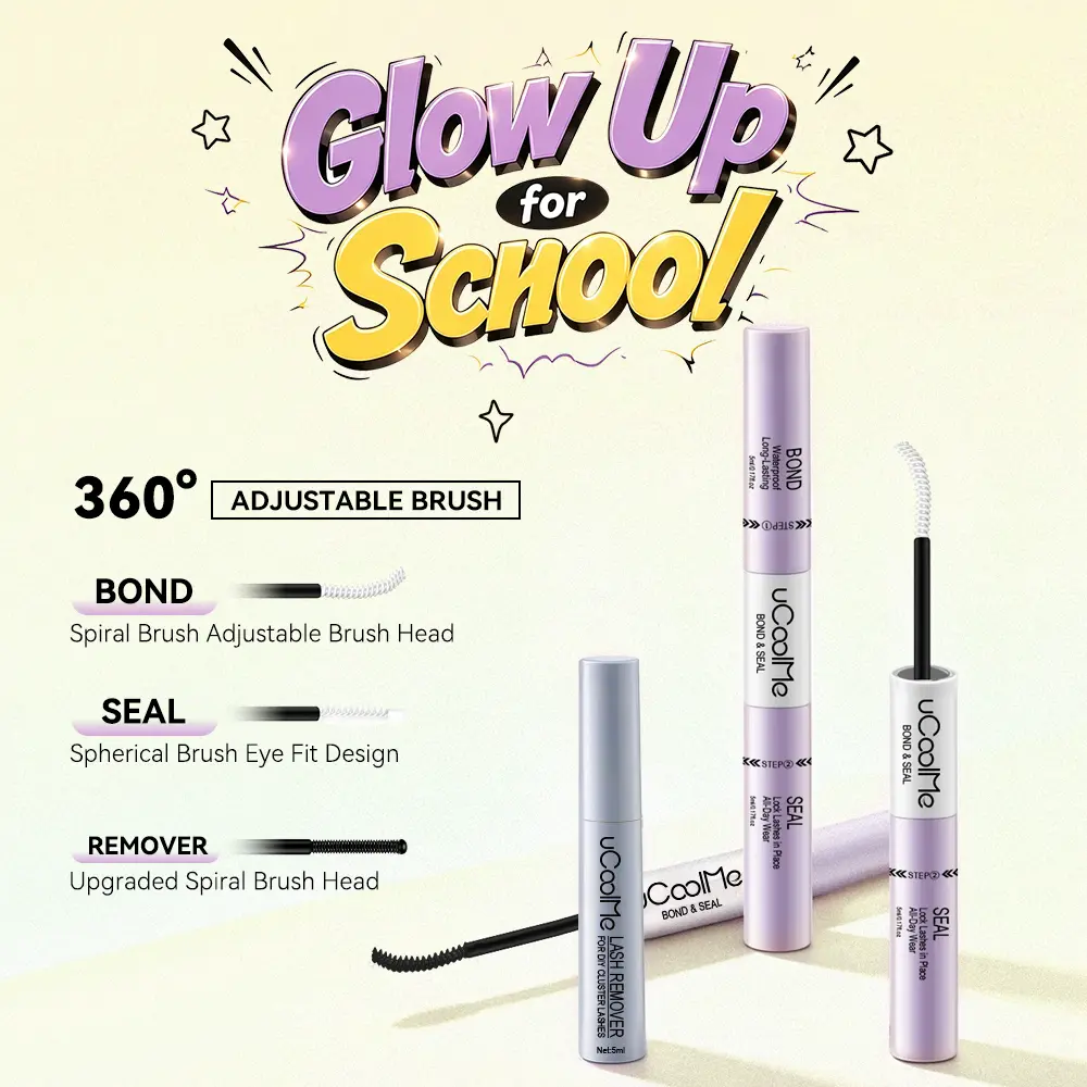 UCOOLME Lash Bond and Seal DIY Kit with Remover, 24H Strong Hold Waterproof Lash Glue for DIY Eyelash Extensions, Latex-Free Formula, Includes Remover, Remover Included, Lash Glue And Bond,sunscreen,back to school