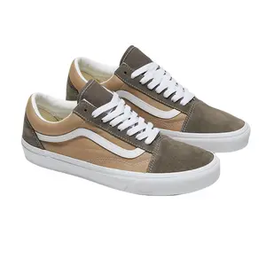 VANS Men's Old Skool Canvas Casual Trainers - Block Brown Shoe, Men's Footwear