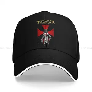 Knight Templar Crusader Baseball Cap - Black with Red Cross Design, Adjustable Sun Hat for Men and Women, Hand Washable, Urban Style, Adjustable Headwear| Temple Design| Durable headwear, temple hat