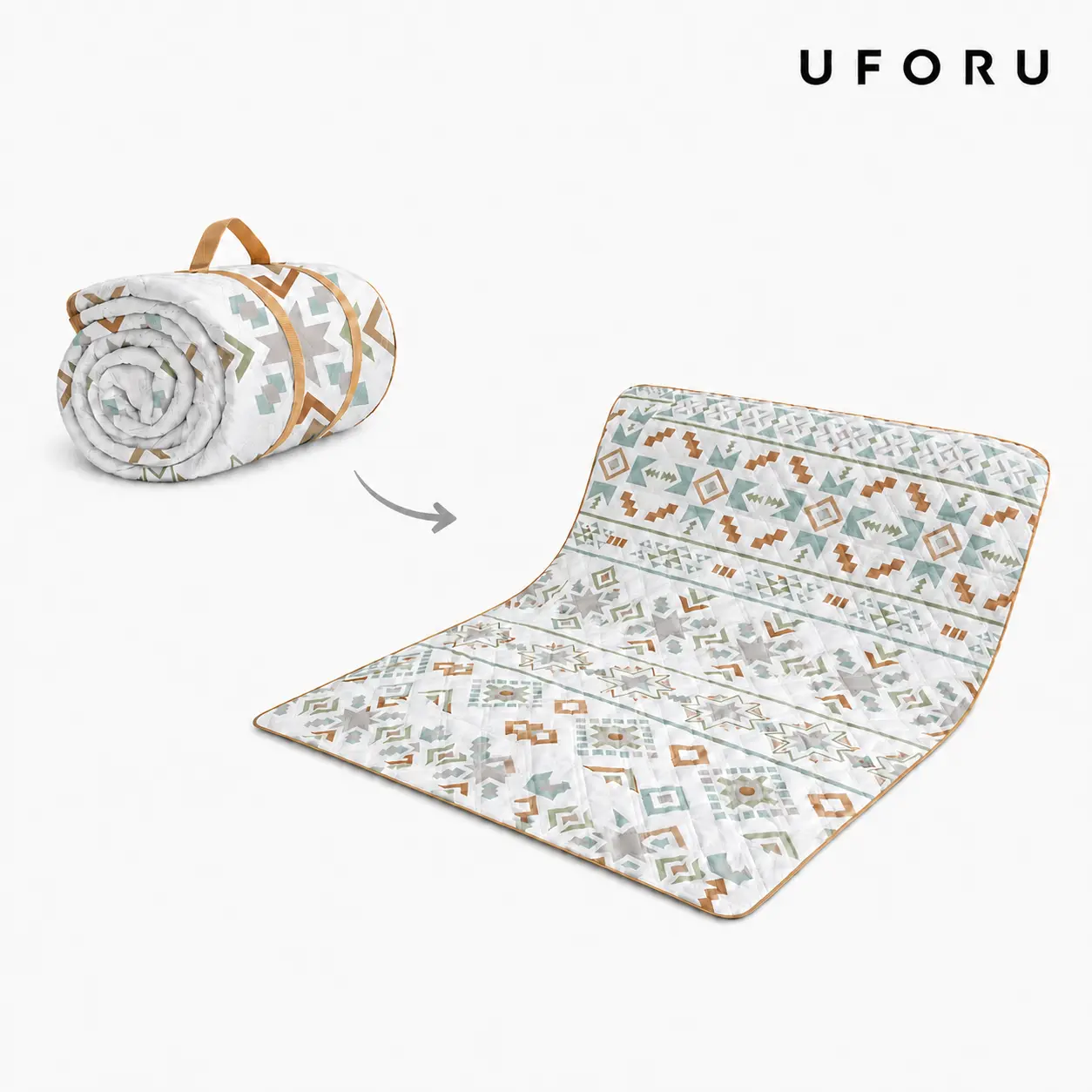 UFORU Large Picnic Blanket 78.74 x 78.74 in, Waterproof Foldable Outdoor Mat with Carry Strap, Extra Thick Camping Beach Blanket for Family, Kids Play, RV and Indoor Use
