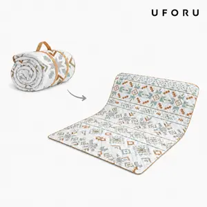 UFORU Large Picnic Blanket 78.74 x 78.74 in, Waterproof Foldable Outdoor Mat with Carry Strap, Extra Thick Camping Beach Blanket for Family, Kids Play, RV and Indoor Use