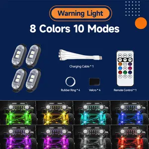 RGB Wireless Car Ambient Light with Remote Control, IP65 Waterproof, USB Rechargeable, 10 Lighting Modes, Suitable for Cars, Motorcycles, Bicycles, Drones and Model Aircraft