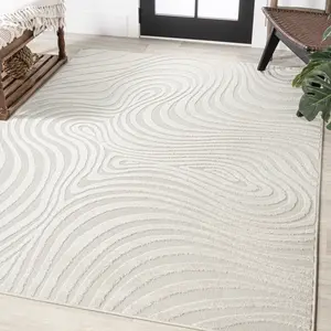 JONATHAN Y Maribo High-Low Abstract Groovy Striped Indoor/Outdoor Area Rug; for Living Room, Kitchen, Bedroom, Dining Room, Patio, Porch, Backyard