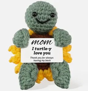 Handmade Crochet Turtle Plush with Sunflower Shell Details Sweet Message Card for Mom Perfect Mother's Day Gift Cozy Amigurumi Craftsmanship Soft Yarn Cuddly Companion