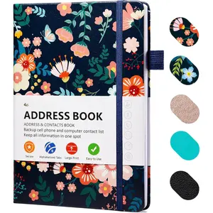 Address Book with Individual Alphabetical Tabs Laminated, Large Print Address Book with 468 Wide Lining Entry Spaces, Change of Address Labels, Hardcover Address Book 5.7 x 8.5" - Floral