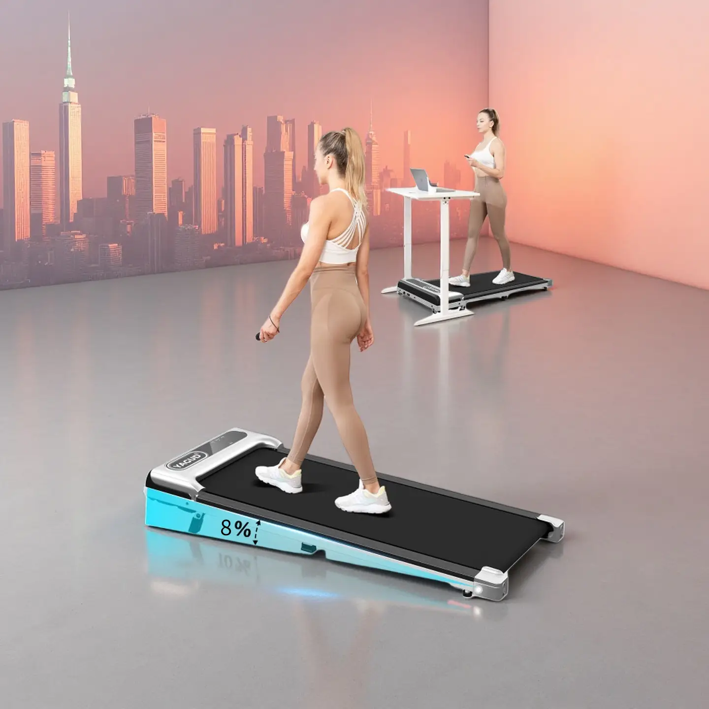 Walking Pad with Incline, Yagud Incline Walking Pad for Home，Under Desk Treadmills for Home with Remote Control, Walking Pad Treadmill with Manual Inc