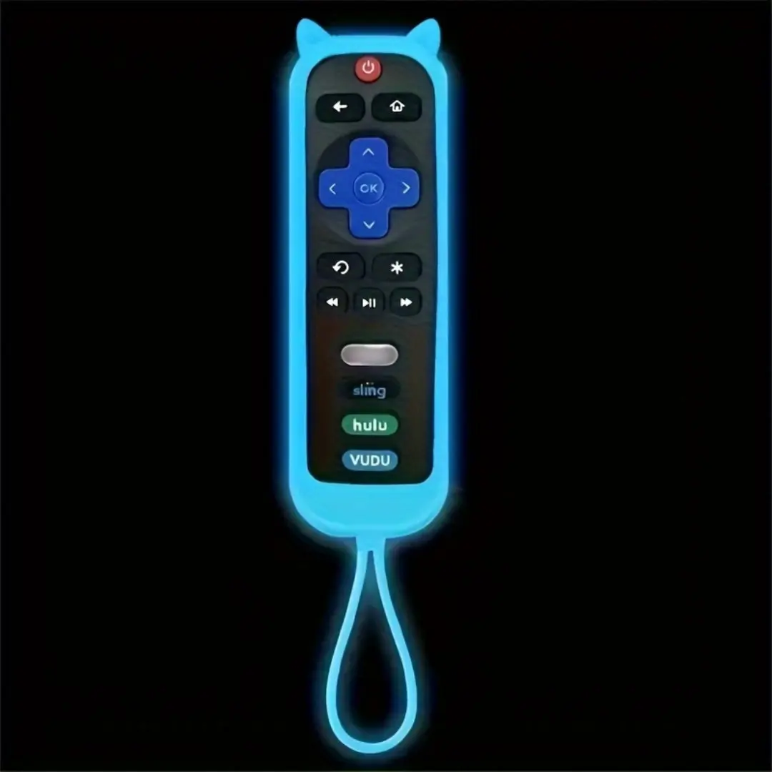 Silicone Protective Cover for Universal Roku Remote, Compatible with Hisense Roku TV Streaming Stick Express, Glow-In-The-Dark Design, Quick, Easy Installation, Protection, Durability, Visibility