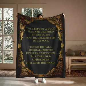 Christian Blanket Gift, The Steps Of A Good Man Psalm 37 Bible Verse Scripture Flannel Throw, Soft Cozy Warm Nap Blanket for Bedroom Living Room Couch, Religious Inspirational Gift for Believer Him Her, Christmas Birthday Holiday Present