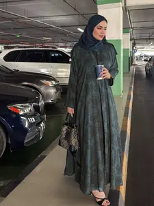 Elegant Long Sleeve Arab Floral Print Abaya Hijab Set Robe, Loose-Fitting All over Print, Includes Headscarf, Perfect for All Seasons, Modest Muslim Outfits, Islamic Abaya