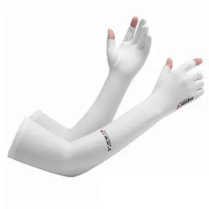 Sun Arm Sleeves for Men Women with 2 Finger Holes Anti Slip Long Cooling Arm UV Protective Sleeves