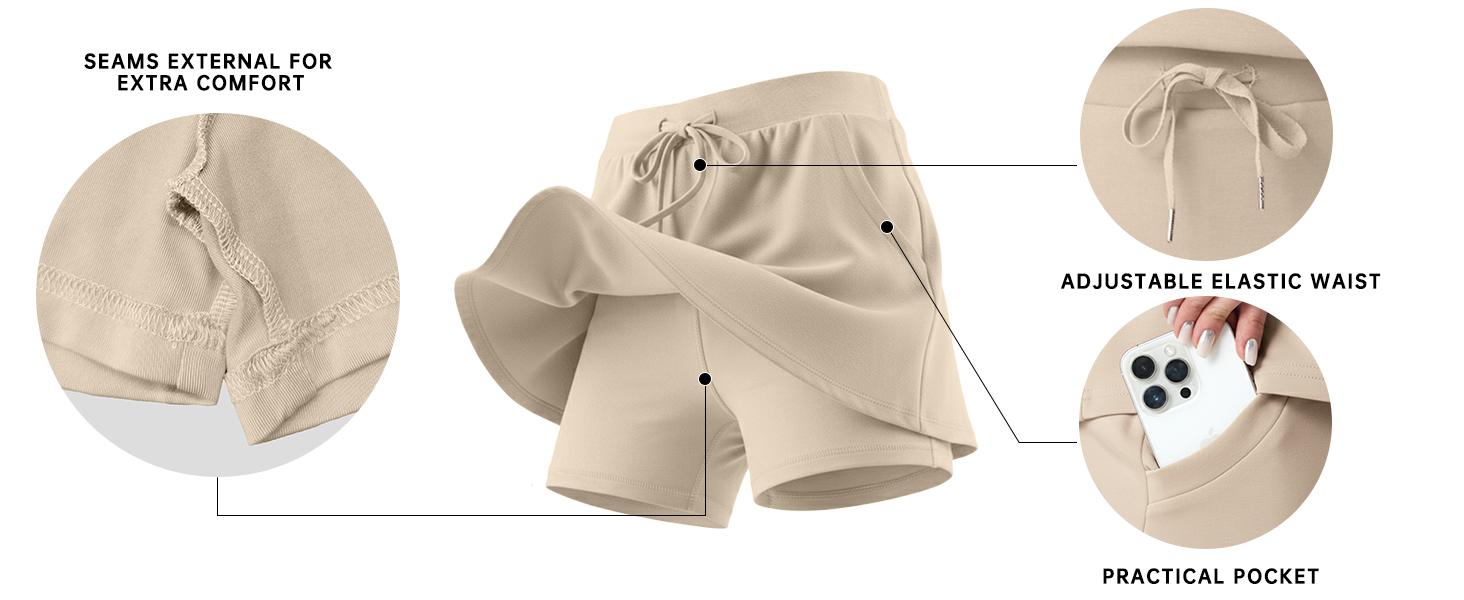 GRECERELLE Women's Summer 2 Piece Skort Set Half Zip Short Sleeve Top & Pocketed Tennis Skirt For Sports & Vacations.