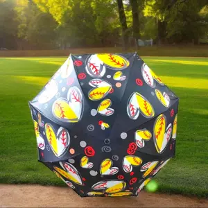 Half Softball Half Baseball Hearts Print Umbrella