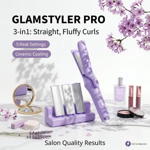 Viral 3-in-1 Interchangeable Hair Styling Tool – Curling Iron, Flat Iron & Hair Crimper Combo, Beach Waves Curler, Root Volume Crimped Hair Waver, Anti-Frizz Cool Airflow Hair Styler, Fast Heating Salon Finish Hair Tool | TikTok Made Me Buy It Travel Must