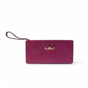 Pre-owned SALVATORE FERRAGAMO Leather Clutch Authentic, Bag, Fuchsia