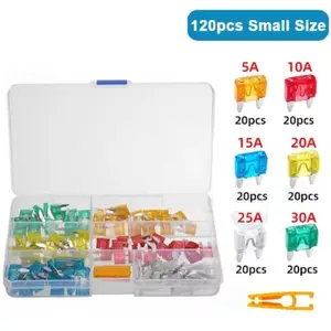 120Pcs Mini Profile Small Size Blade Car Fuse Assortment Set for Auto Car Truck Fusibles 12V 2.5/3/5/7.5/10/15/20/25/30/35A