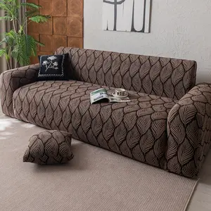 1count Leaf Pattern Stretch Sofa Cover, Elastic Sofa Slipcover, Non-Slip and Durable Dust Protection, Stylish Design for All Seasons