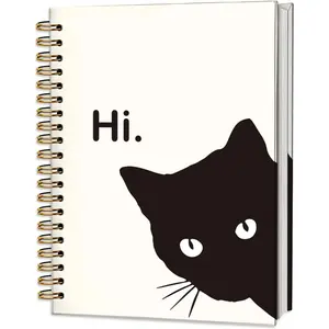 Cute Cat Notebook Girl Notebook, Fun Peeping Spiral Notebook, Gift for Female Cat Lovers Men, Black Cat Notebook School Office Supplies 5.5x8.3 Inches
