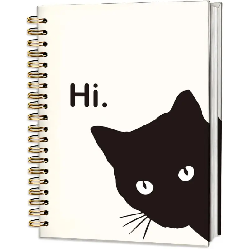 Cute Cat Notebook Girl Notebook, Fun Peeping Spiral Notebook, Gift for Female Cat Lovers Men, Black Cat Notebook School Office Supplies 5.5x8.3 Inches