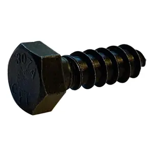 1/2" x 2" Hex Lag Screw Gimlet Point Black Oxide (Pack of 10)