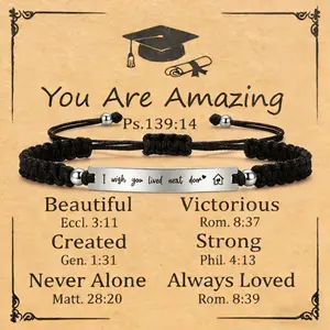 2026 Graduation Gift Bracelet for Her Him Class of 2026 Inspirational Bible Verse Bracelet, Kindergarten High School College Graduation Gift, Teen Girl Boy Student Daughter Son Adjustable Braided Cord Jewelry