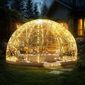 VEVOR Garden Dome Igloo Tent 360° Panoramic Views PVC Transparent Cover Waterproof with Ventilation Windows for 2-4 People nature  hike