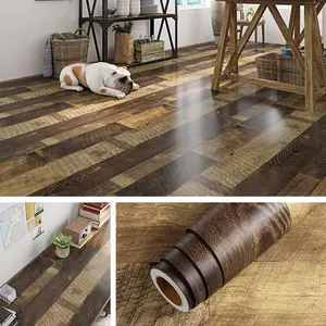 Reclaimed Wood Vinyl Flooring Roll Waterproof Vinyl Plank Flooring Peel and Stick Wood Planks for Walls Kitchen Bathroom Floor Desk Countertop Covers Accent Wall Stick on Shiplap 15.8x78.8