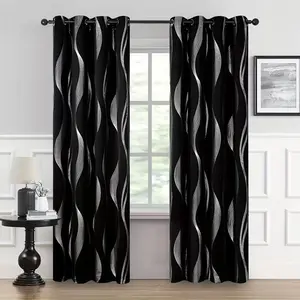 2 pieces, red striped curtains, black semi blackout curtains, durable curtains, striped silver foil semi blackout curtains, Room Decor Curtain, Window Curtain
