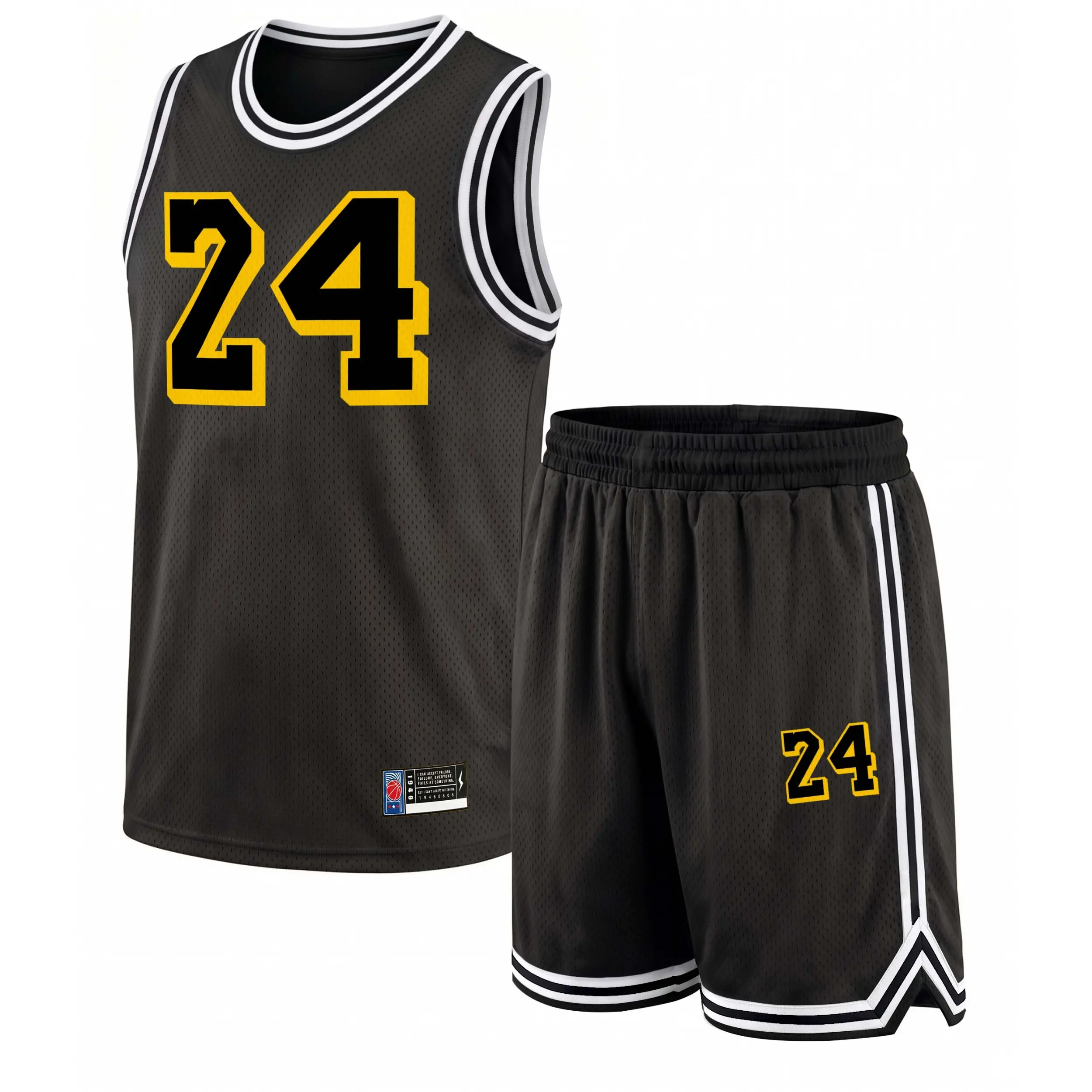Men's Basketball Jersey Set, Breathable Round Neck Sportswear, Sleeveless Training Uniform with Number 24, Stylish Team Kit, Athletic Top & Shorts for Basketball, Gym, Running, Outdoor Training, Comfortable & Versatile for All Seasons