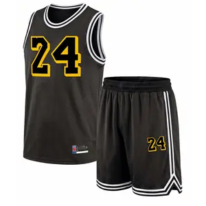 Men's Basketball Jersey Set, Breathable Round Neck Sportswear, Sleeveless Training Uniform with Number 24, Stylish Team Kit, Athletic Top & Shorts for Basketball, Gym, Running, Outdoor Training, Comfortable & Versatile for All Seasons