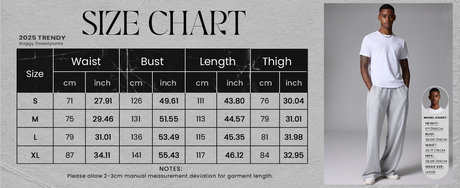 Gihuo Men's Baggy Sweatpants Casual Drawstring Waist Wide Leg Athletic Lounge Sweat Pants with Pockets Cotton Menswear Comfy Loose Suit Trouser