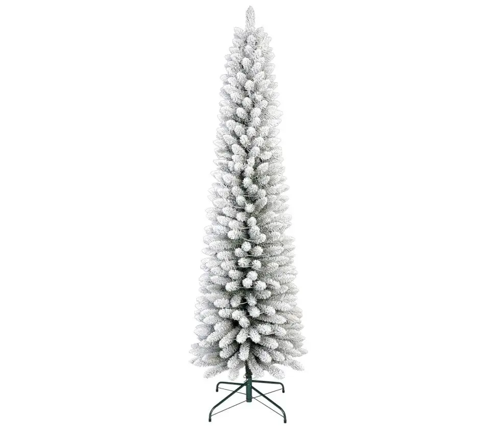 2025 Christmas PVC Mixed Flocking Pencil Tree 7.5FT Artificial
