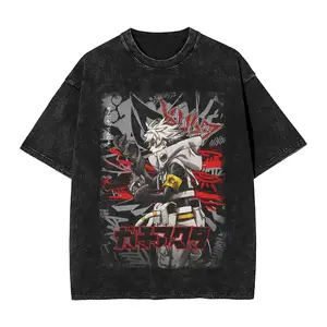 valentine shirts Zanka Nijik Gachiakuta Anime Washed T Shirt Streetwear Hip Hop 11Vintage T-Shirt  Tees for Men Women Cotton Oversize Summer