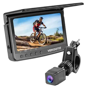VEKOOTO VB5 Bike Blind Spot Camera, 1080P 5'' HD Monitor Handlebar Rear View Camera, Rechargeable Battery, 360° Rotation, Color Night Vision, 3 Mins Easy Installation for Mountain Ebikes