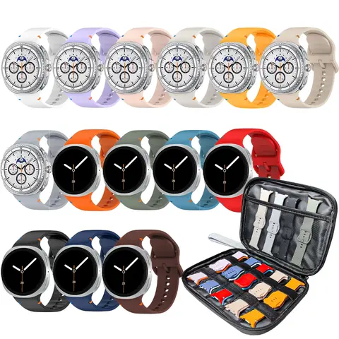 Soft Silicone Wearable Smart Watch Straps for Galaxy Watch 9/8/8 Classic/7/6/5/4 - Colorful, Durable, Adjustable, Secure Connection, All-Day Ease; 14Pack Bands +1 Storage Organizer Box or 6Pack Option for Office Women