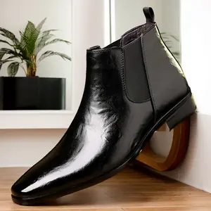 Men’s Pointed-Toe Chelsea Boots – Slip-On High-Top Style for Business and Casual Outfits  Walking Shoes Footwear Black fashion  boots