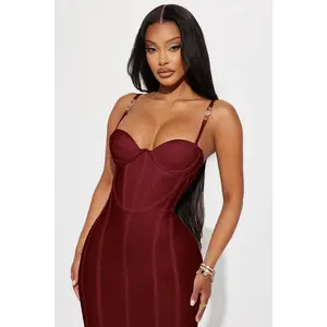 Victoria Bandage Midi Dress - Wine